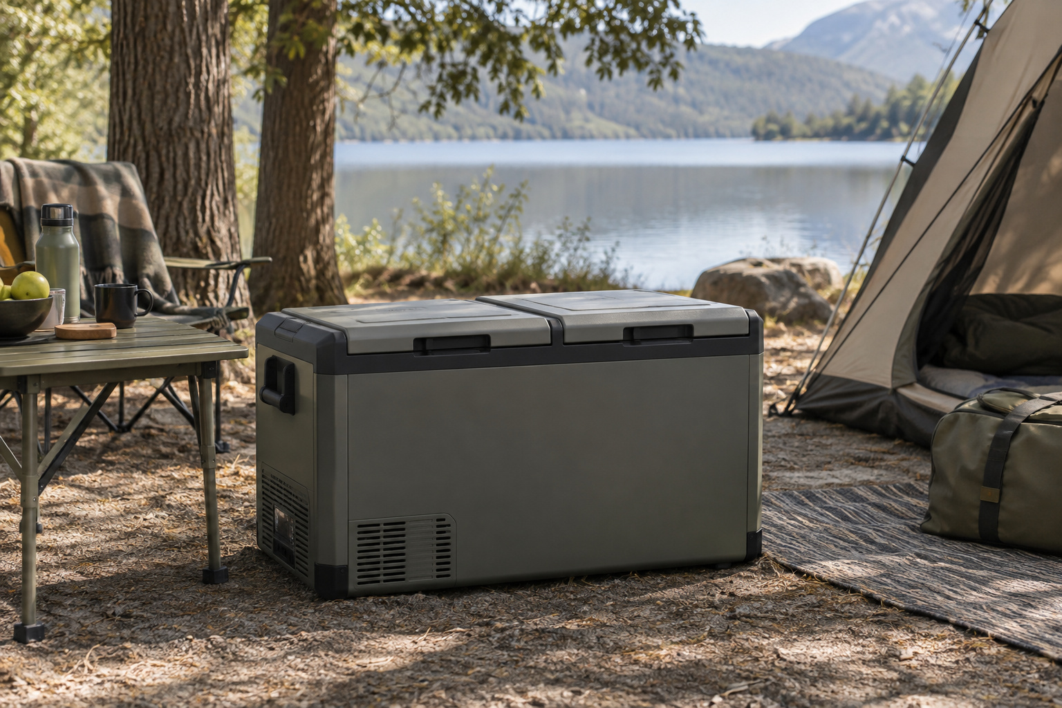 Dual-zone portable fridges: what to verify AI-generated editorial illustration.