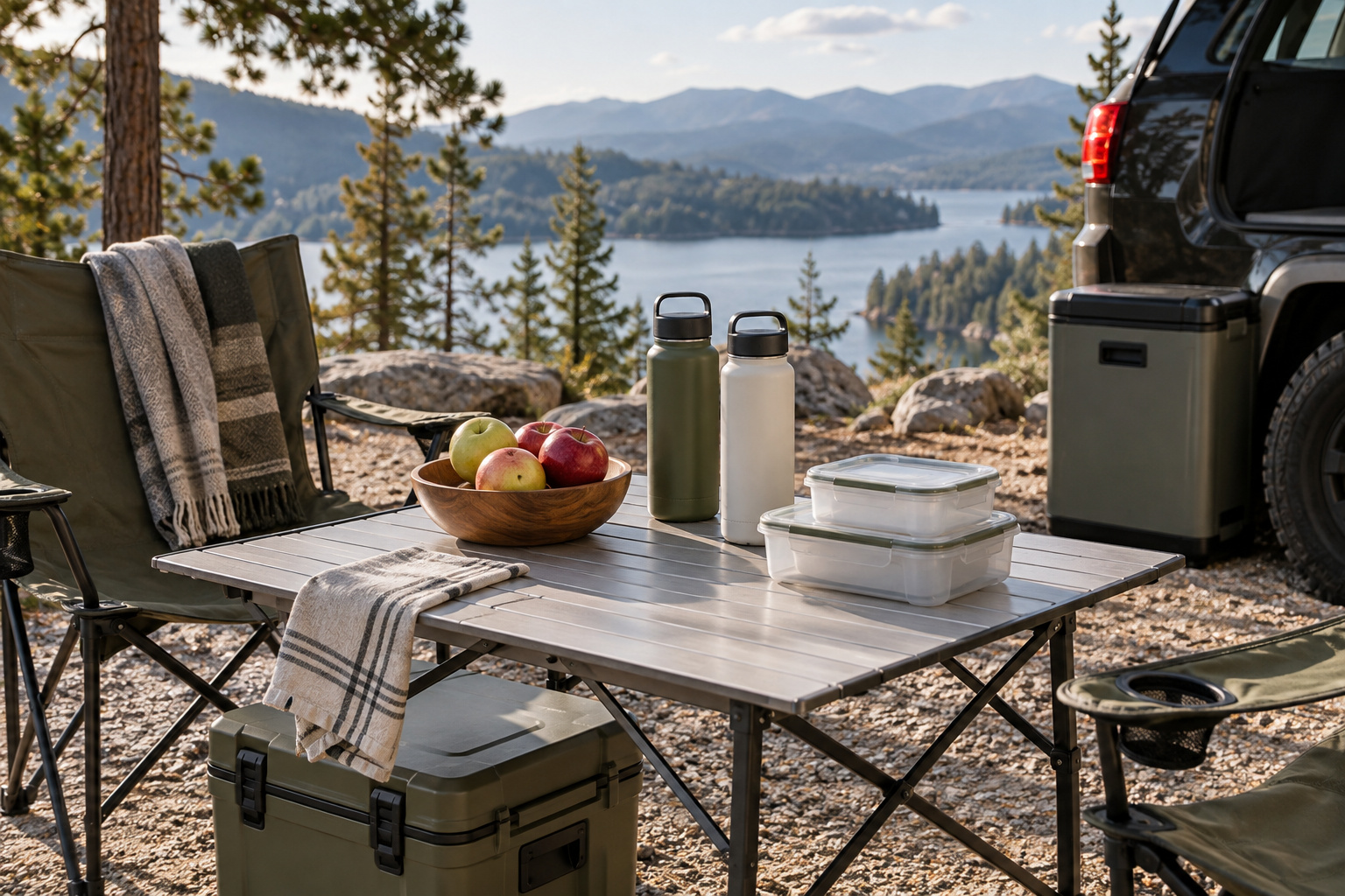 Portable fridge capacity: plan meals and usable space AI-generated editorial illustration.
